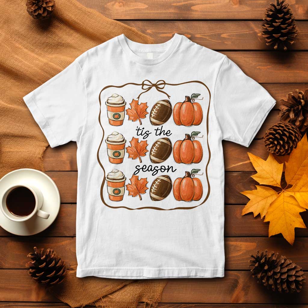 Tis The Season Fall Thanksgiving T Shirt American Football Pumpkin - Wonder Print Shop
