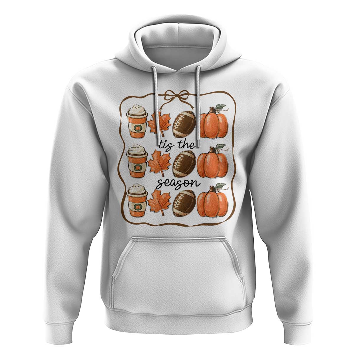 Tis The Season Fall Thanksgiving Hoodie American Football Pumpkin - Wonder Print Shop
