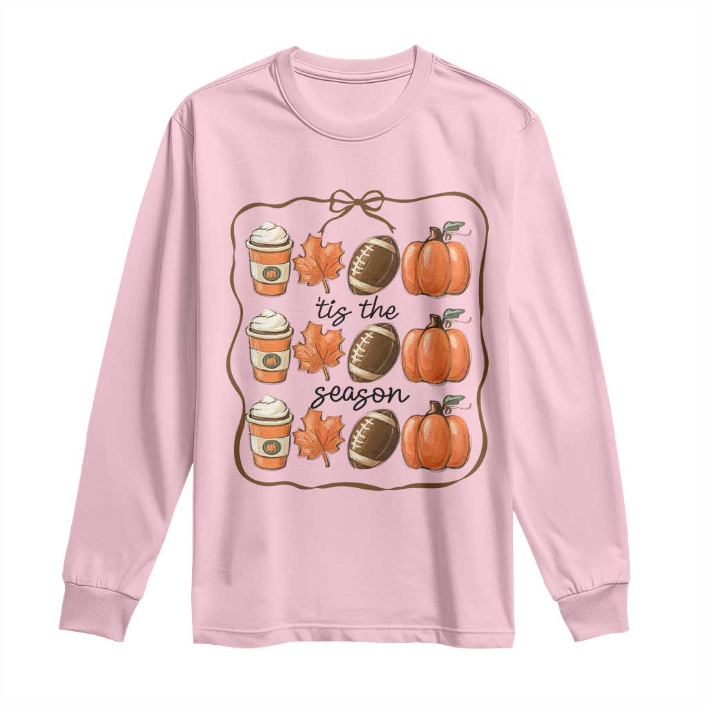 Tis The Season Fall Thanksgiving Long Sleeve Shirt American Football Pumpkin - Wonder Print Shop