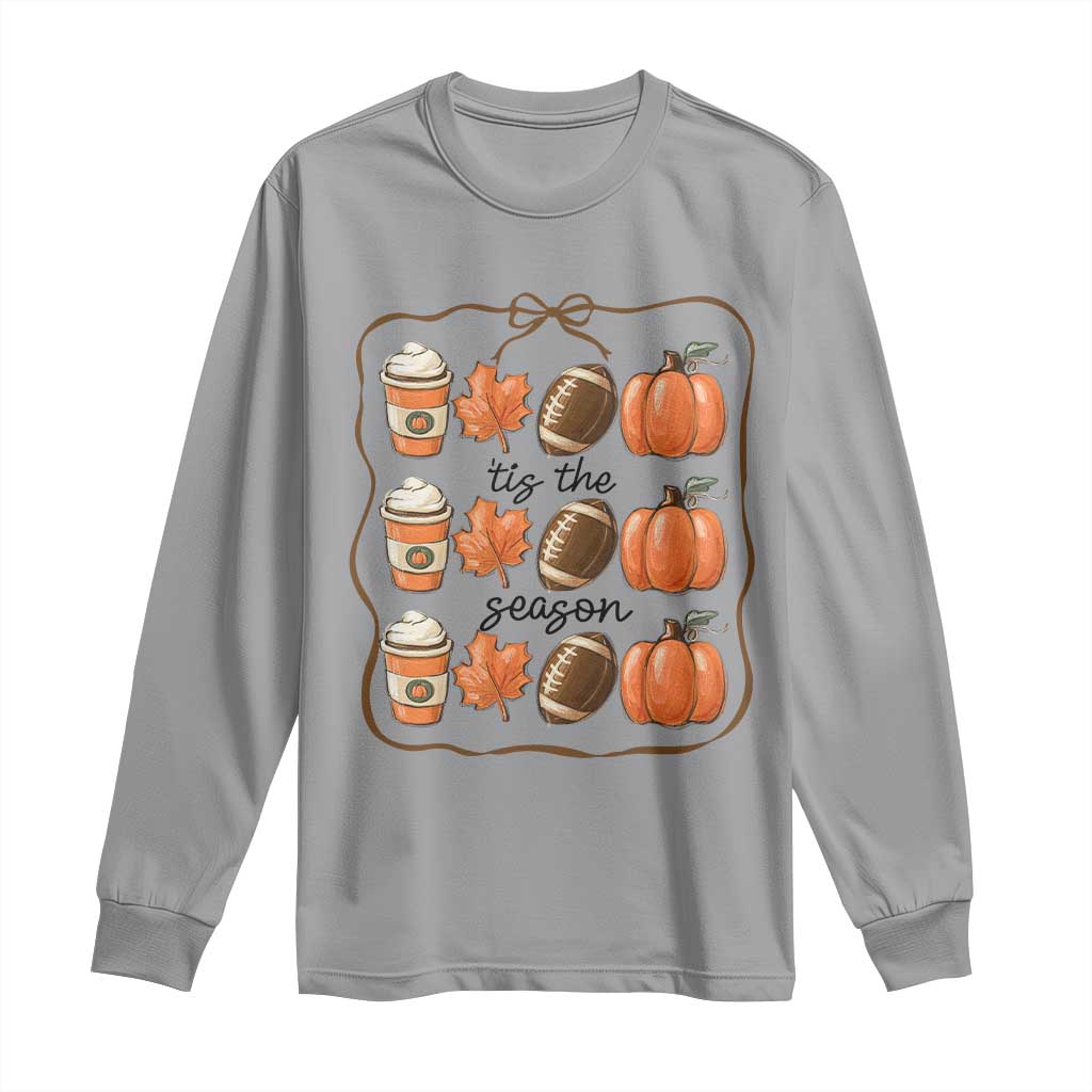 Tis The Season Fall Thanksgiving Long Sleeve Shirt American Football Pumpkin - Wonder Print Shop