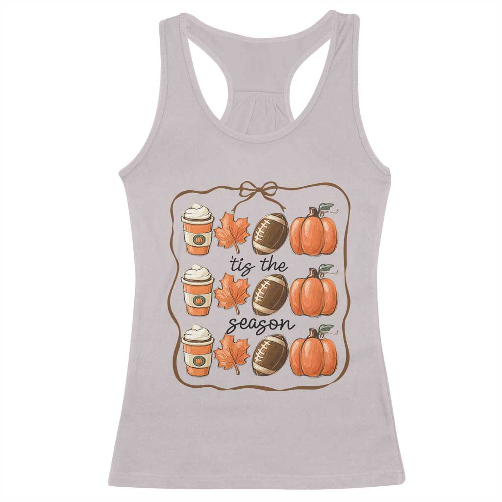 Tis The Season Fall Thanksgiving Racerback Tank Top American Football Pumpkin - Wonder Print Shop
