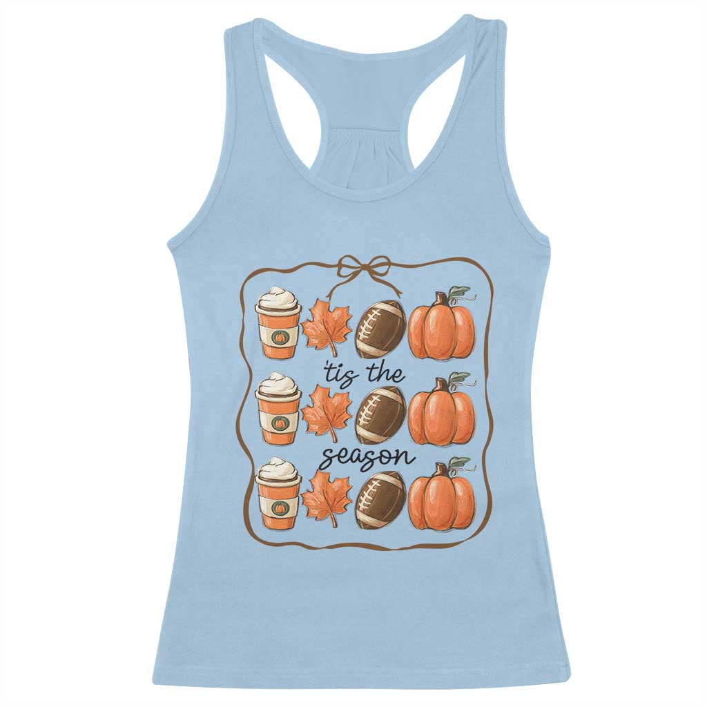 Tis The Season Fall Thanksgiving Racerback Tank Top American Football Pumpkin - Wonder Print Shop