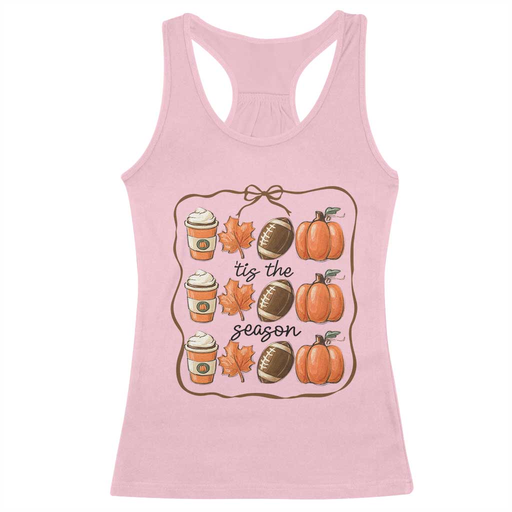 Tis The Season Fall Thanksgiving Racerback Tank Top American Football Pumpkin - Wonder Print Shop