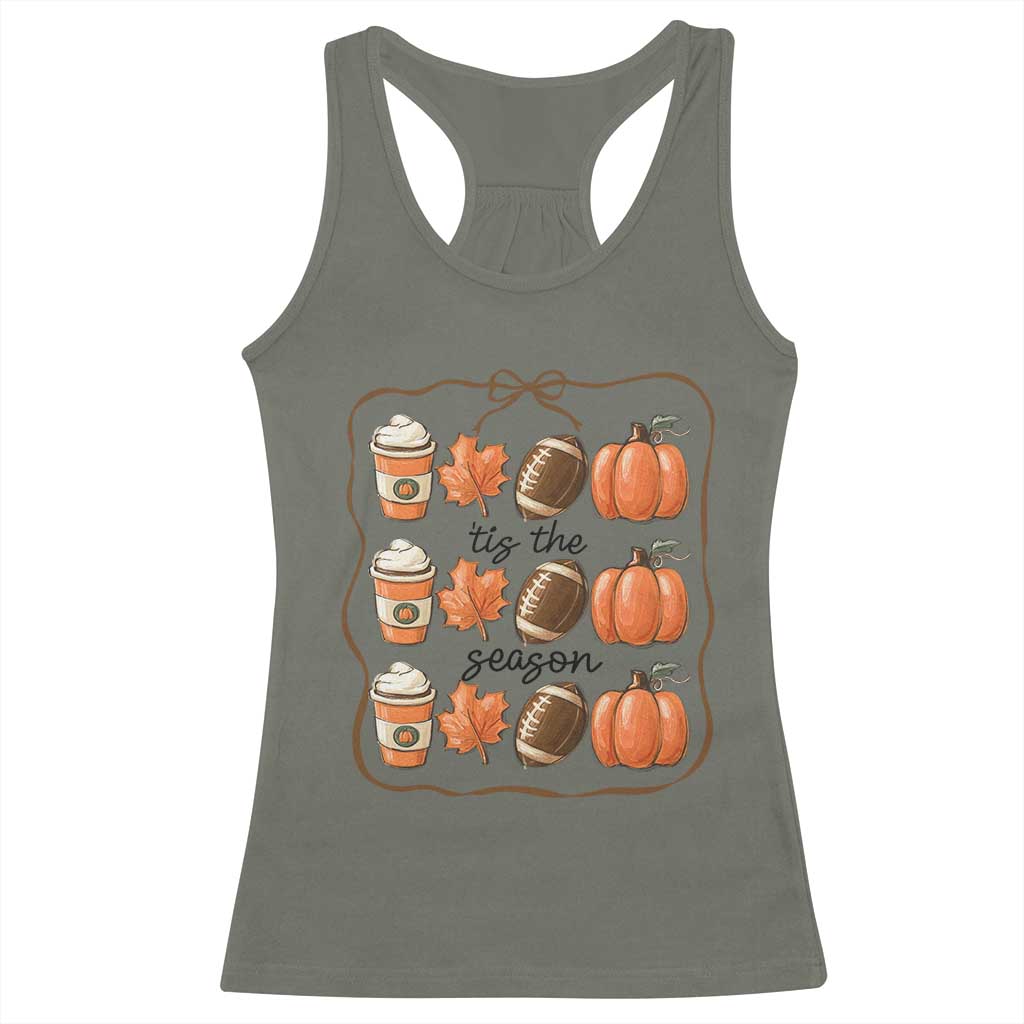 Tis The Season Fall Thanksgiving Racerback Tank Top American Football Pumpkin - Wonder Print Shop