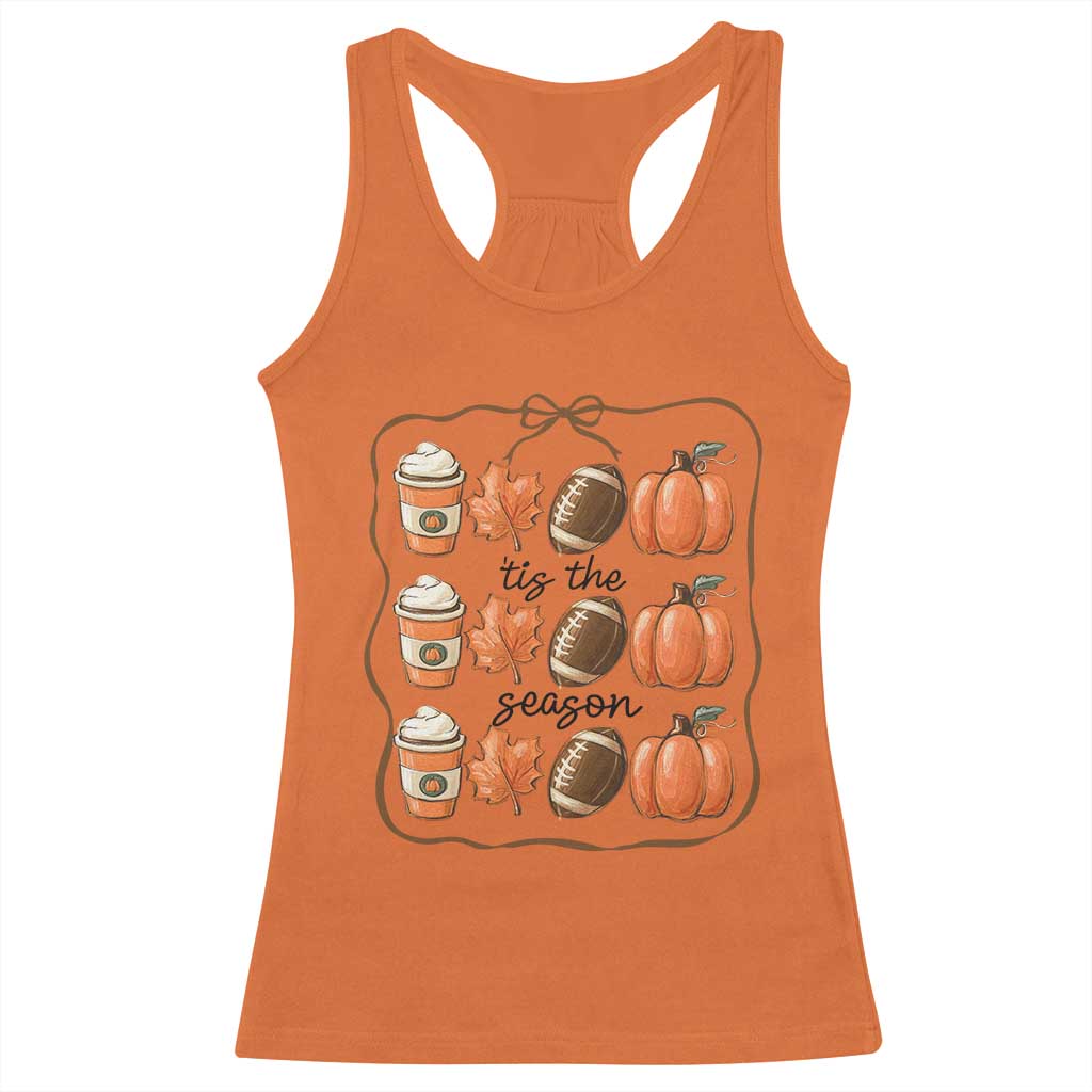 Tis The Season Fall Thanksgiving Racerback Tank Top American Football Pumpkin - Wonder Print Shop
