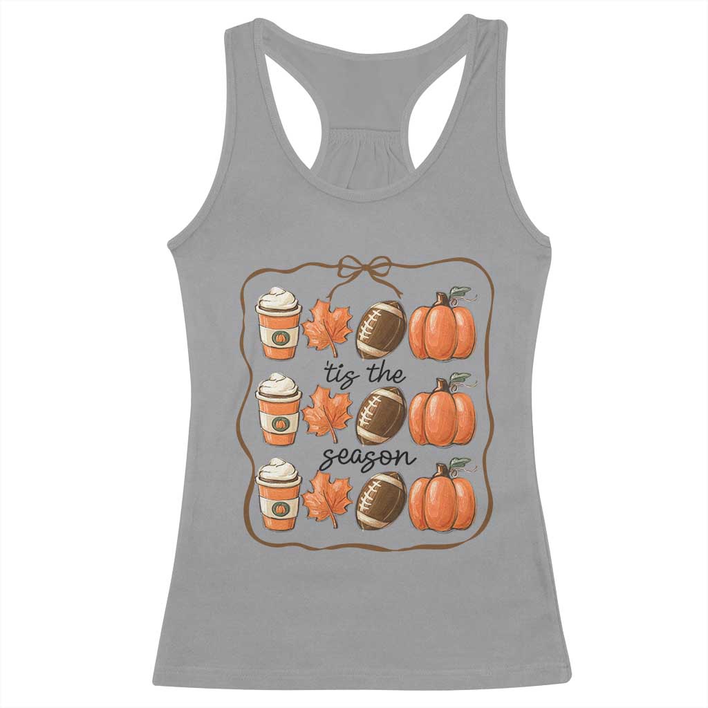 Tis The Season Fall Thanksgiving Racerback Tank Top American Football Pumpkin - Wonder Print Shop