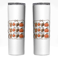 Tis The Season Fall Thanksgiving Skinny Tumbler American Football Pumpkin - Wonder Print Shop