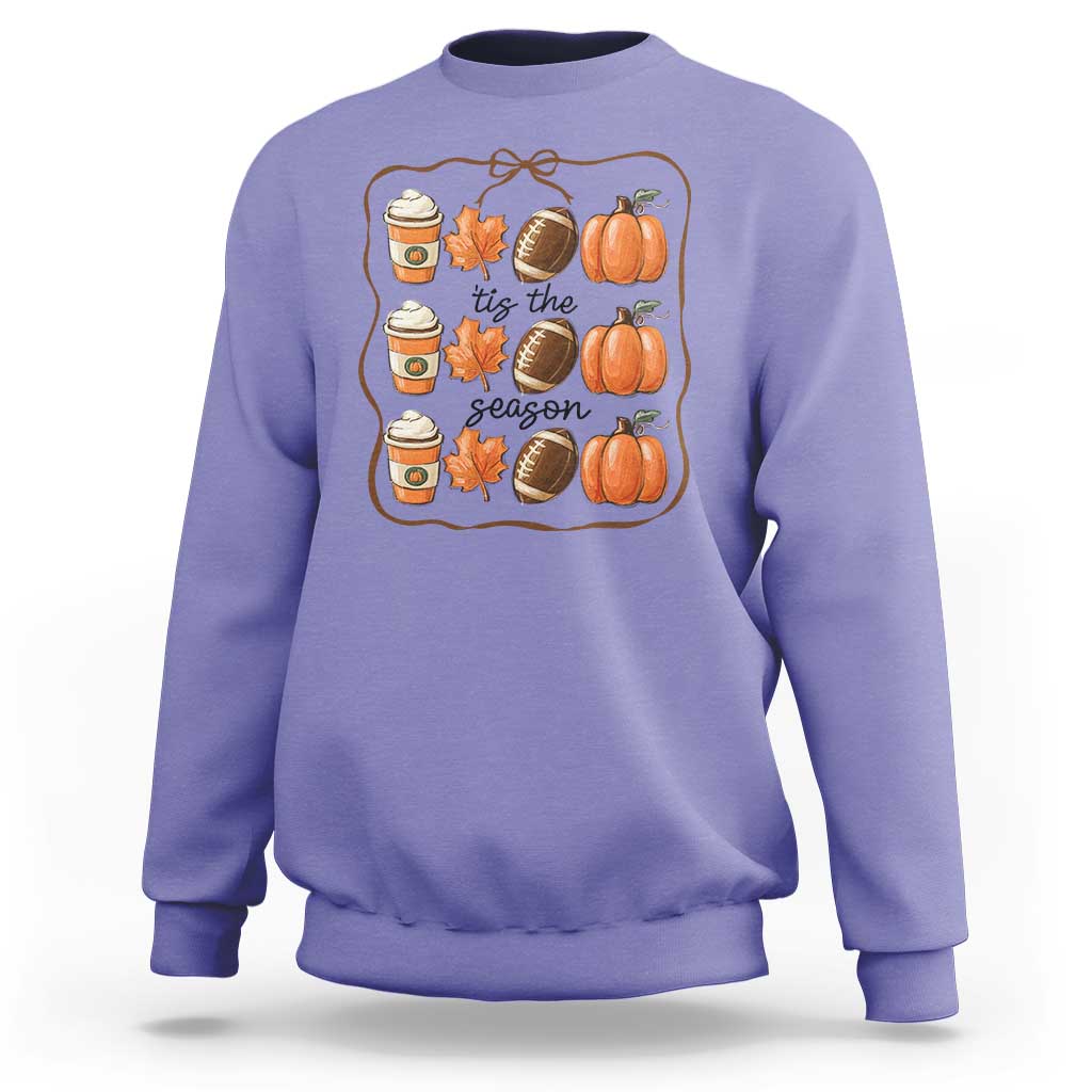 Tis The Season Fall Thanksgiving Sweatshirt American Football Pumpkin - Wonder Print Shop