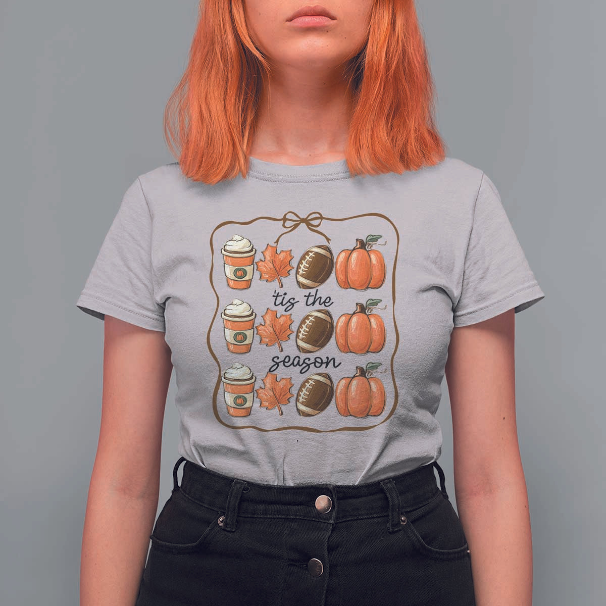 Tis The Season Fall Thanksgiving T Shirt For Women American Football Pumpkin - Wonder Print Shop