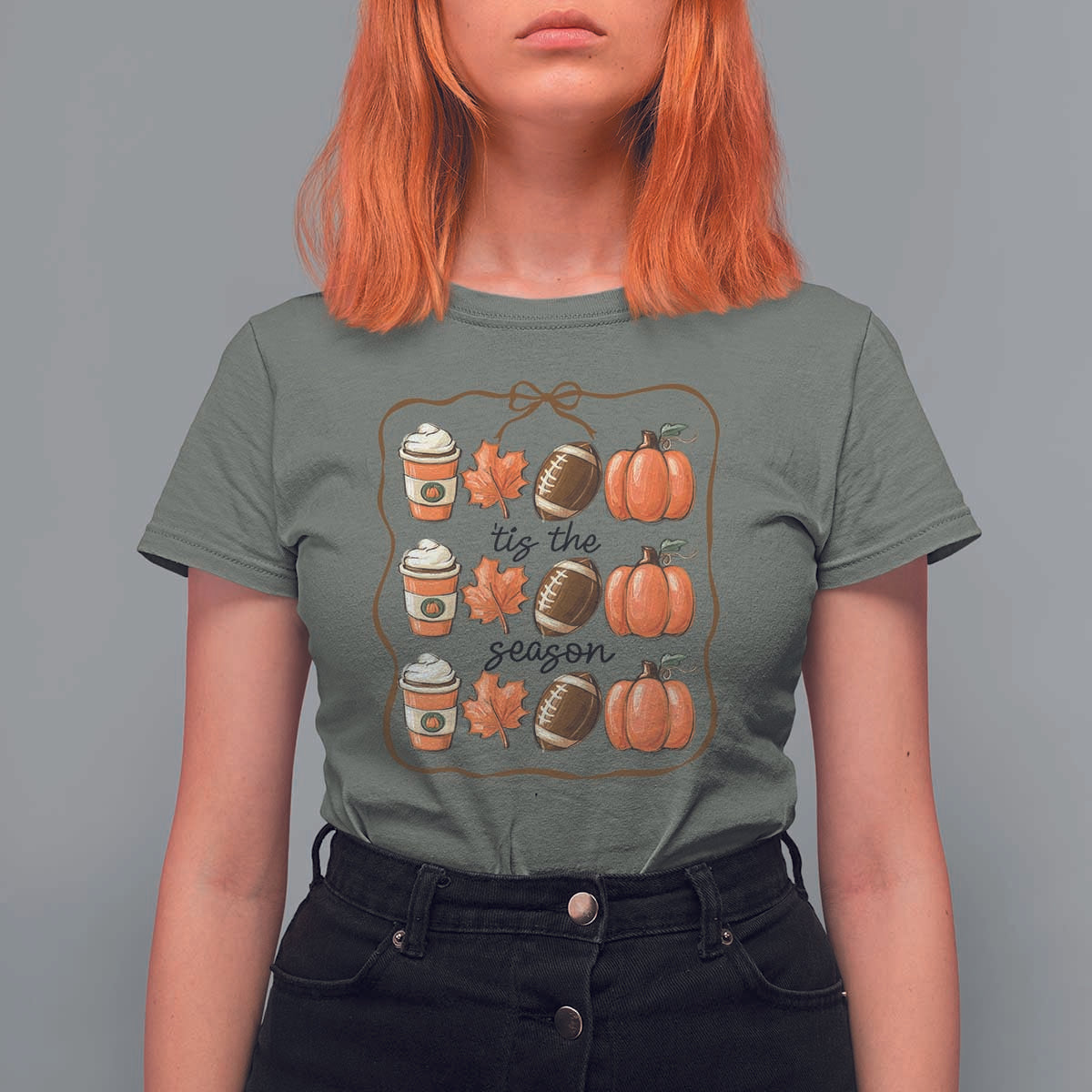 Tis The Season Fall Thanksgiving T Shirt For Women American Football Pumpkin - Wonder Print Shop