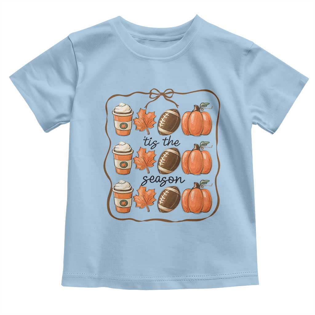 Tis The Season Fall Thanksgiving Toddler T Shirt American Football Pumpkin - Wonder Print Shop