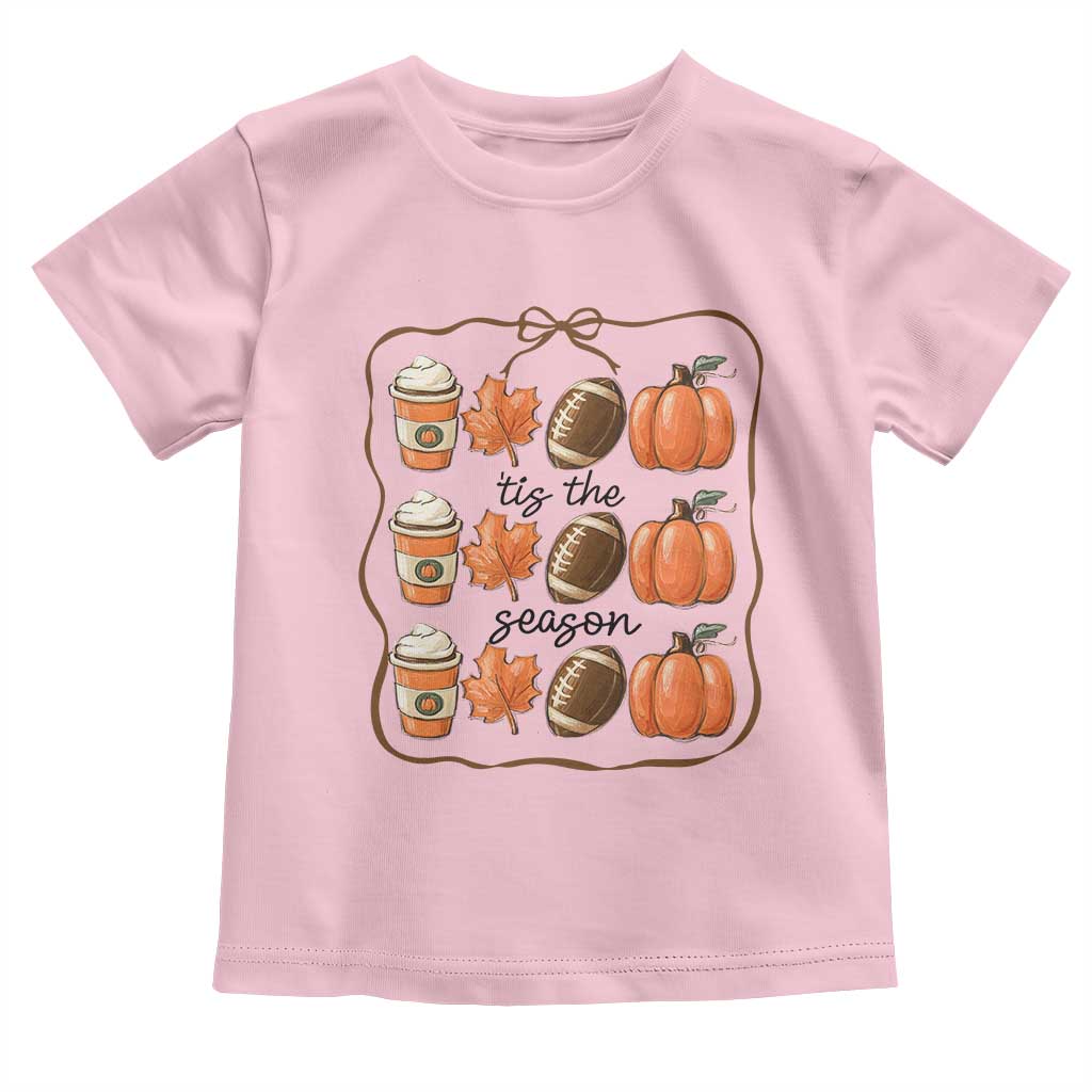Tis The Season Fall Thanksgiving Toddler T Shirt American Football Pumpkin - Wonder Print Shop