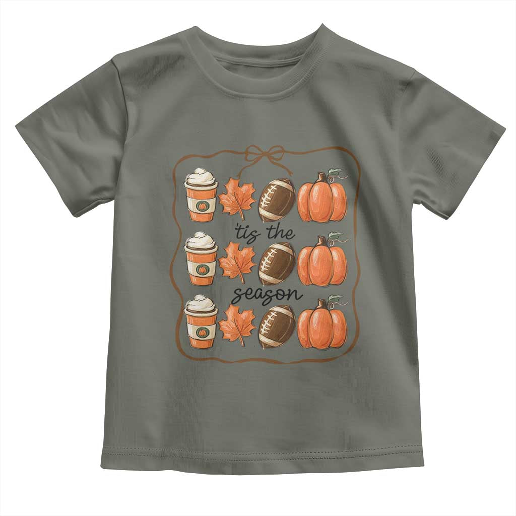 Tis The Season Fall Thanksgiving Toddler T Shirt American Football Pumpkin - Wonder Print Shop