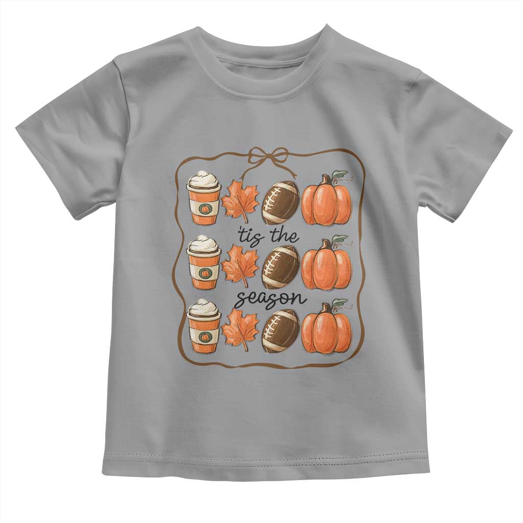 Tis The Season Fall Thanksgiving Toddler T Shirt American Football Pumpkin - Wonder Print Shop