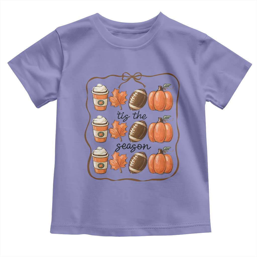 Tis The Season Fall Thanksgiving Toddler T Shirt American Football Pumpkin - Wonder Print Shop