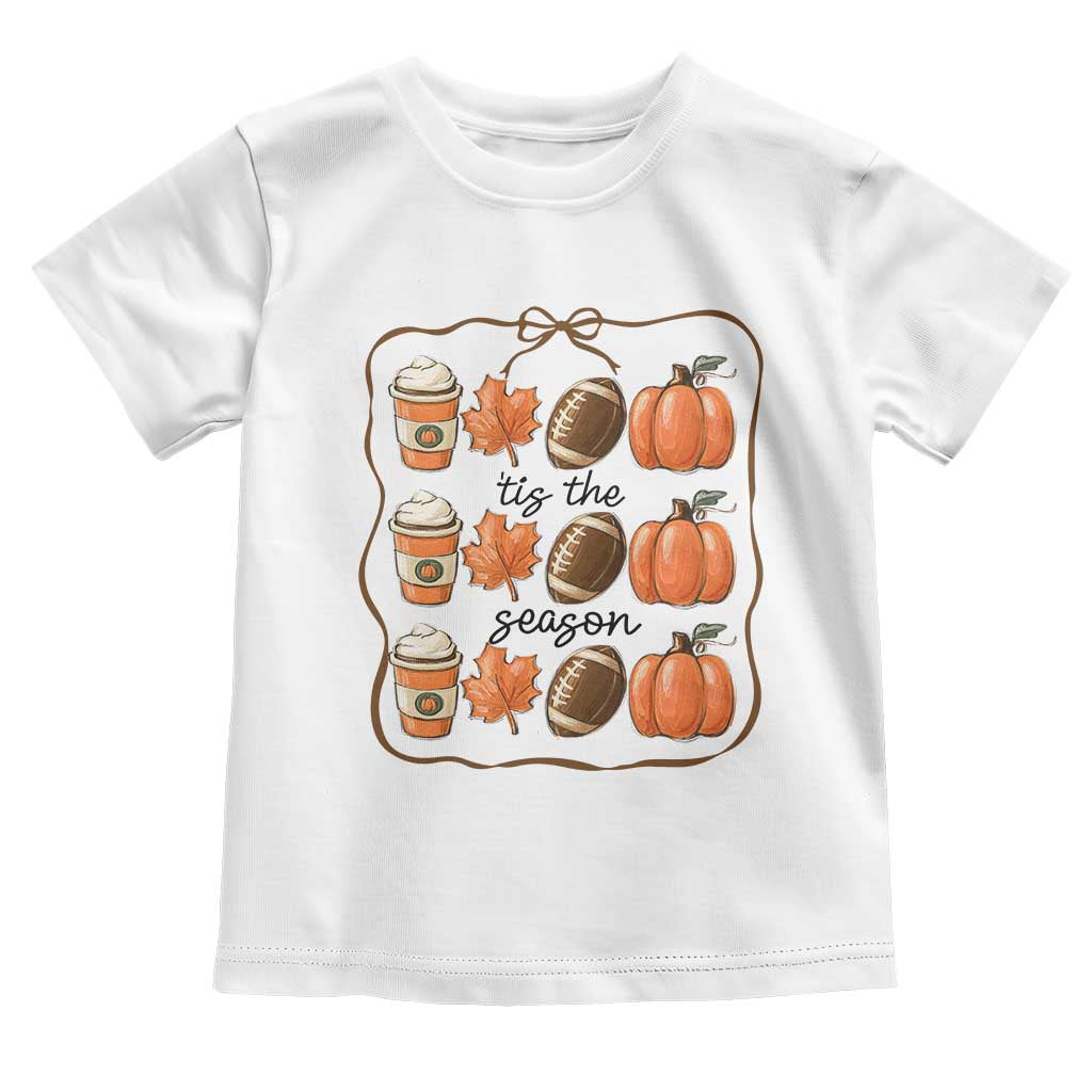 Tis The Season Fall Thanksgiving Toddler T Shirt American Football Pumpkin - Wonder Print Shop