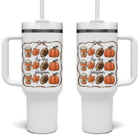 Tis The Season Fall Thanksgiving Tumbler With Handle American Football Pumpkin - Wonder Print Shop