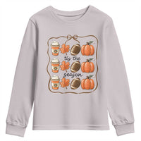 Tis The Season Fall Thanksgiving Youth Sweatshirt American Football Pumpkin - Wonder Print Shop