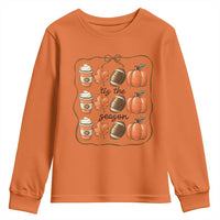 Tis The Season Fall Thanksgiving Youth Sweatshirt American Football Pumpkin - Wonder Print Shop