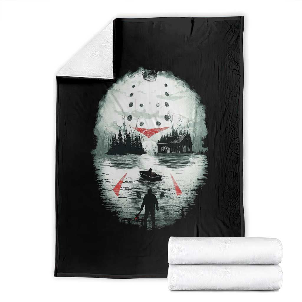 Halloween Jason Hockey Mask Friday 13th Slasher Throw Blanket - Wonder Print Shop