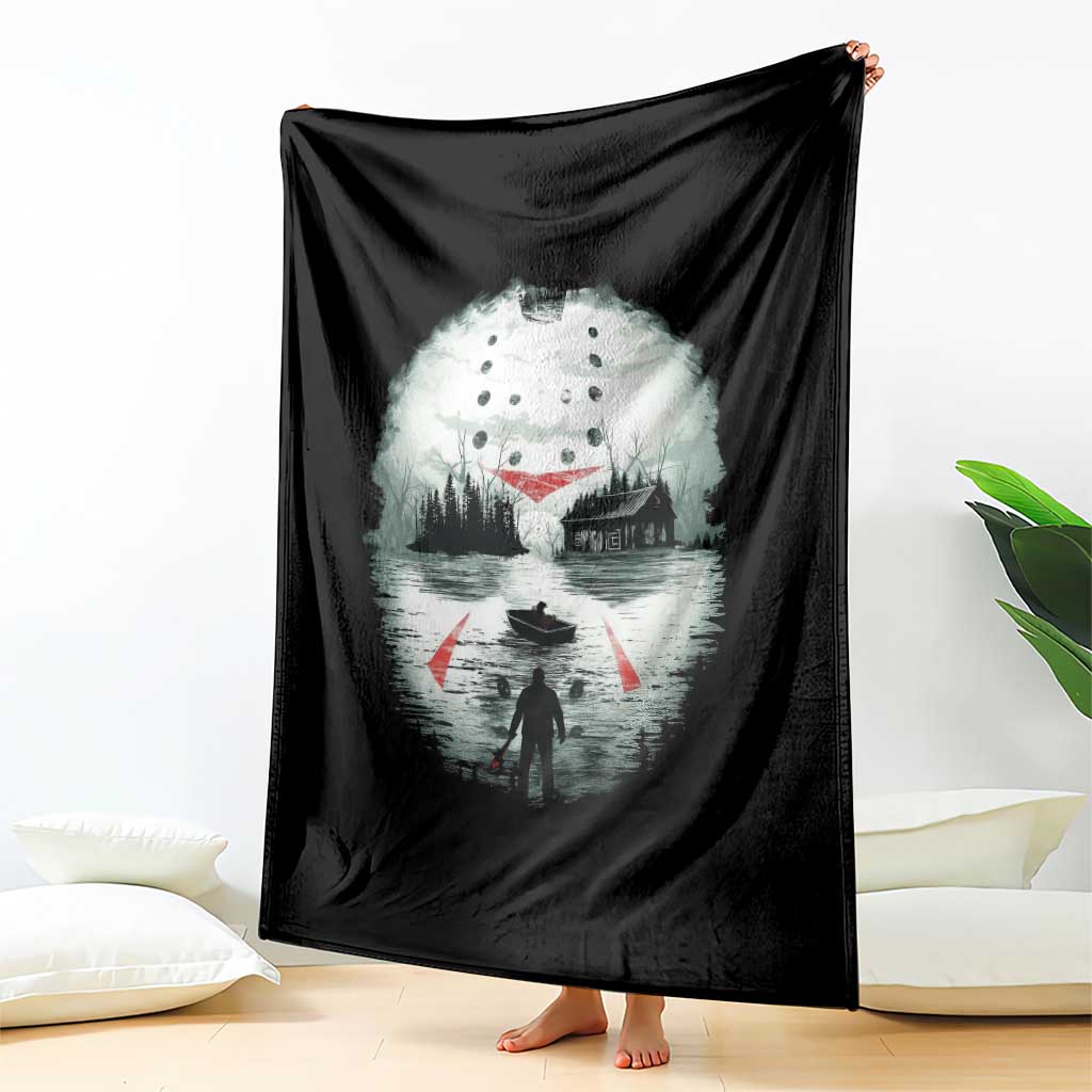 Halloween Jason Hockey Mask Friday 13th Slasher Throw Blanket - Wonder Print Shop