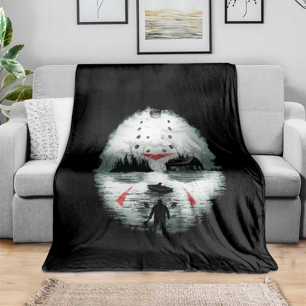Halloween Jason Hockey Mask Friday 13th Slasher Throw Blanket - Wonder Print Shop
