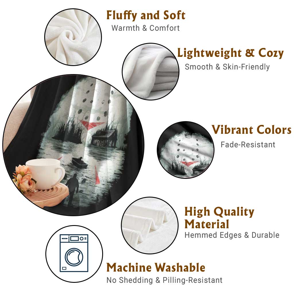 Halloween Jason Hockey Mask Friday 13th Slasher Throw Blanket - Wonder Print Shop