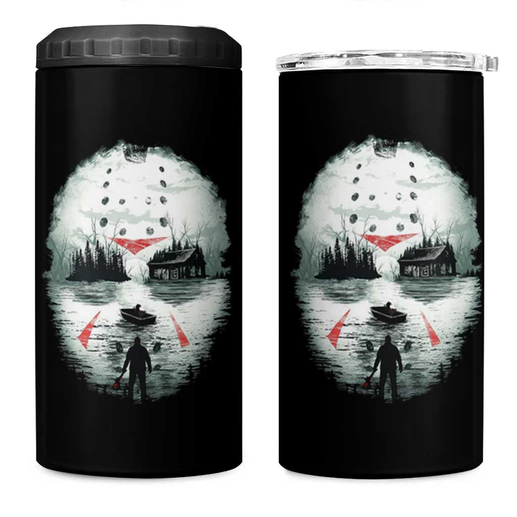 Halloween Jason Hockey Mask Friday 13th Slasher 4 in 1 Can Cooler Tumbler - Wonder Print Shop