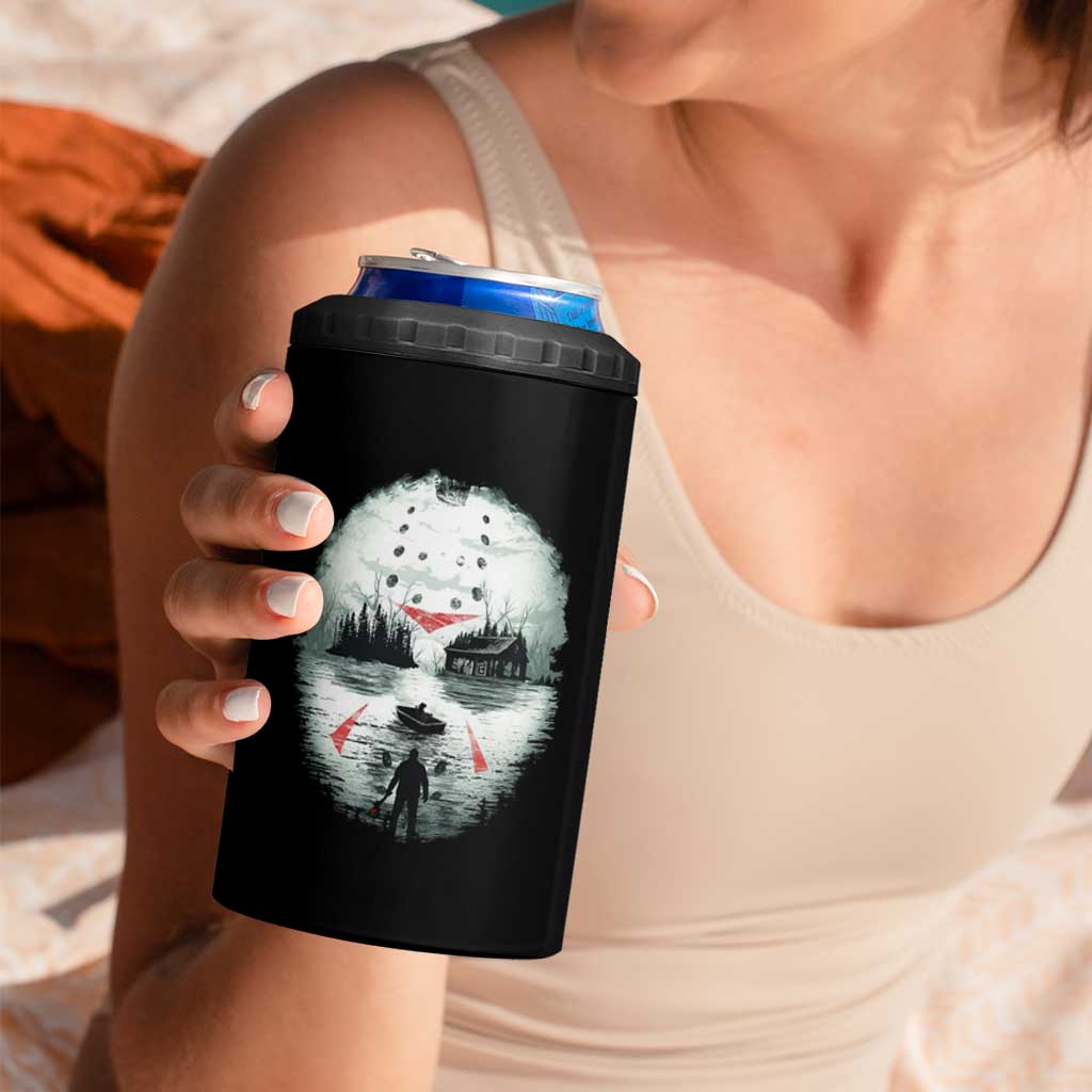 Halloween Jason Hockey Mask Friday 13th Slasher 4 in 1 Can Cooler Tumbler - Wonder Print Shop