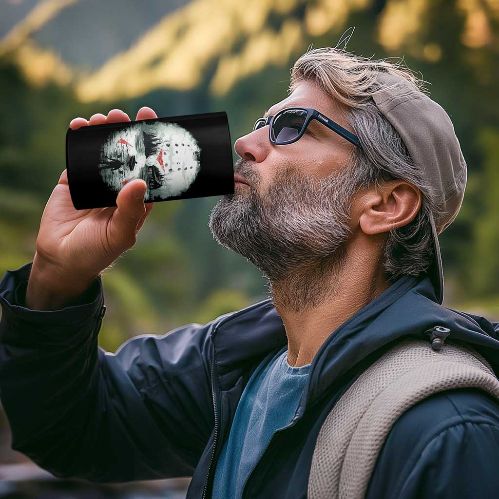 Halloween Jason Hockey Mask Friday 13th Slasher 4 in 1 Can Cooler Tumbler - Wonder Print Shop