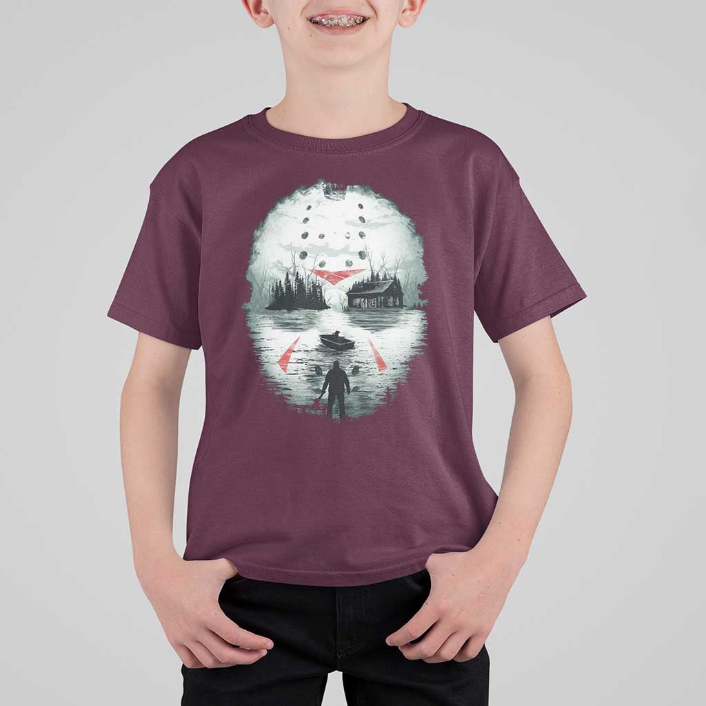 Halloween Jason Hockey Mask Friday 13th Slasher T Shirt For Kid - Wonder Print Shop