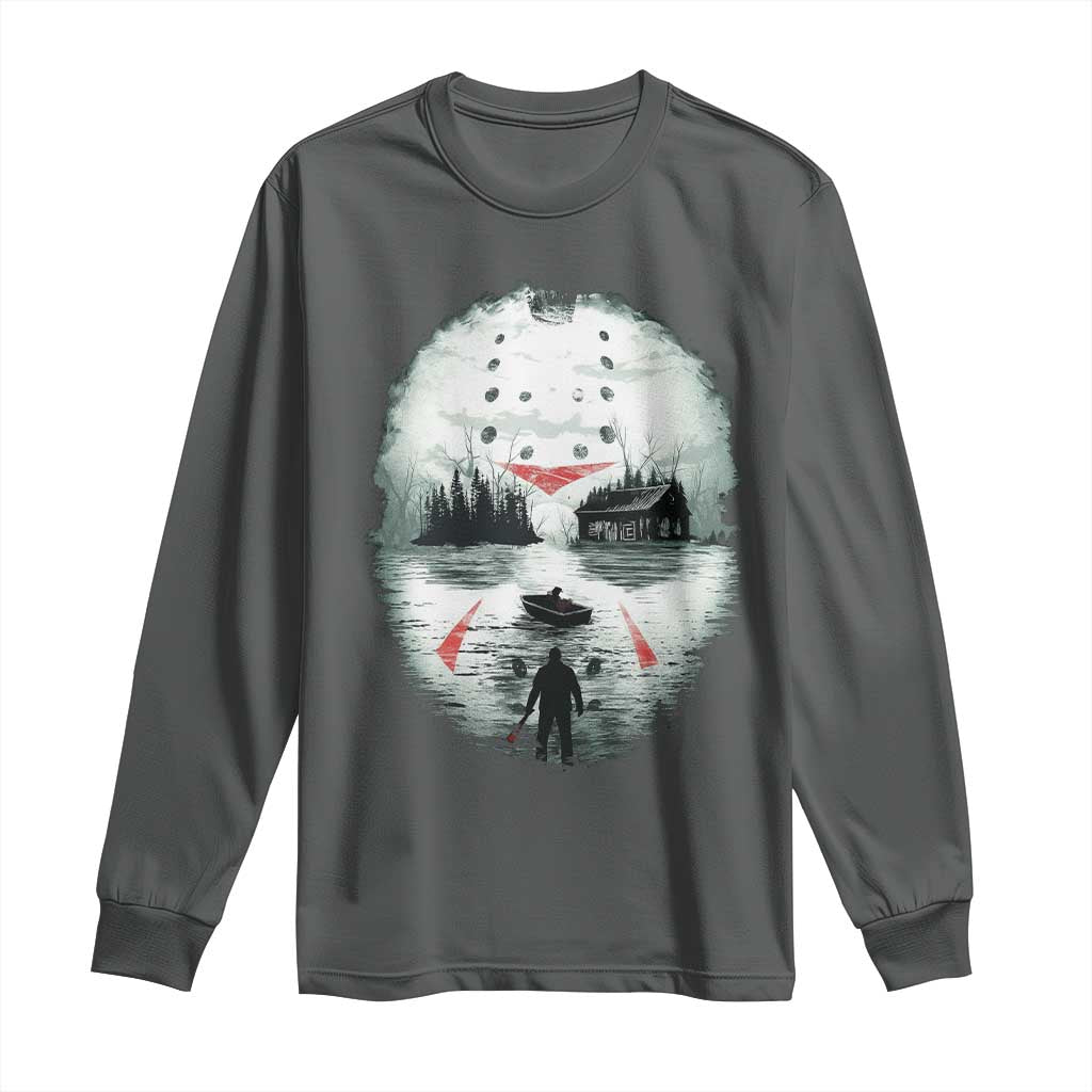 Halloween Jason Hockey Mask Friday 13th Slasher Long Sleeve Shirt - Wonder Print Shop