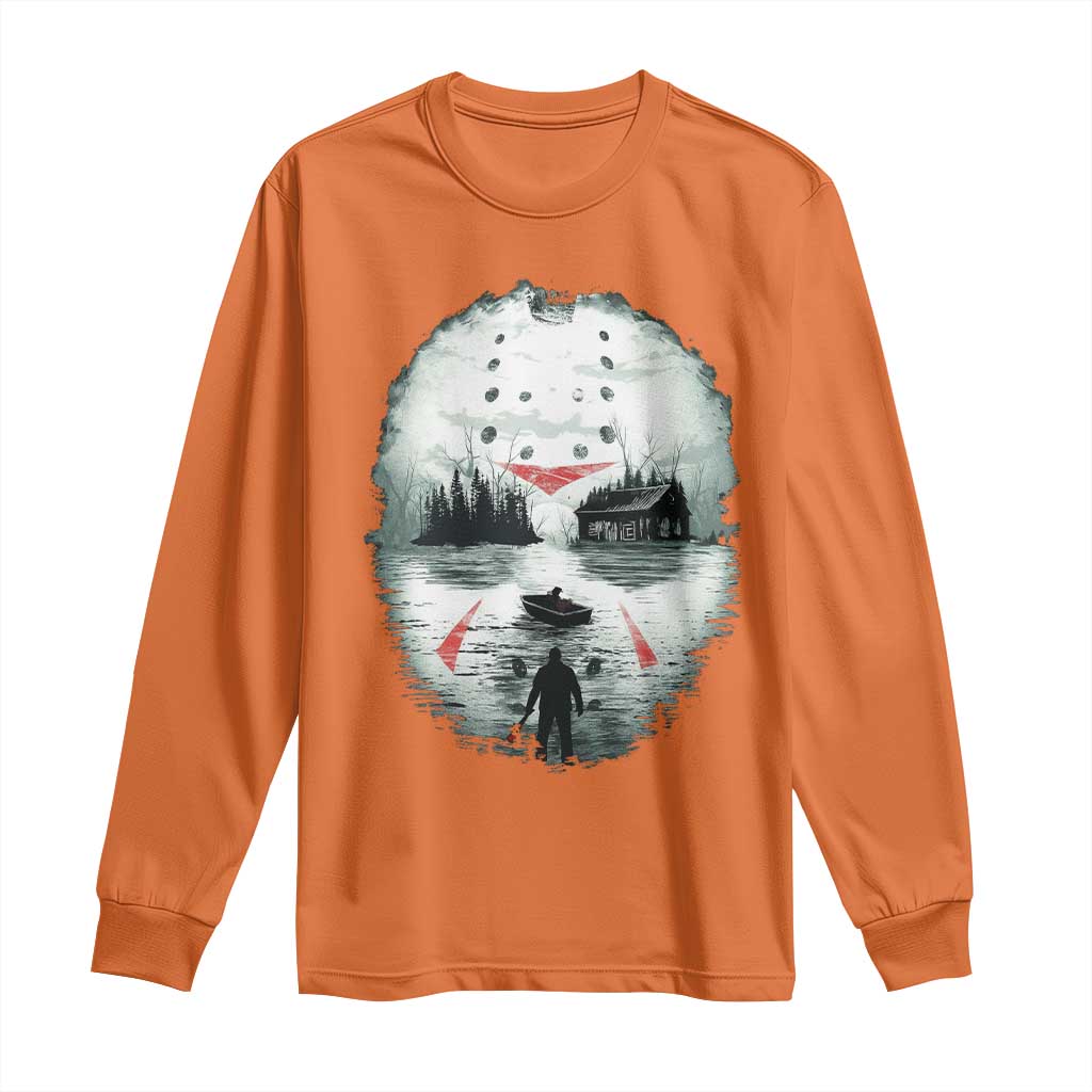 Halloween Jason Hockey Mask Friday 13th Slasher Long Sleeve Shirt - Wonder Print Shop