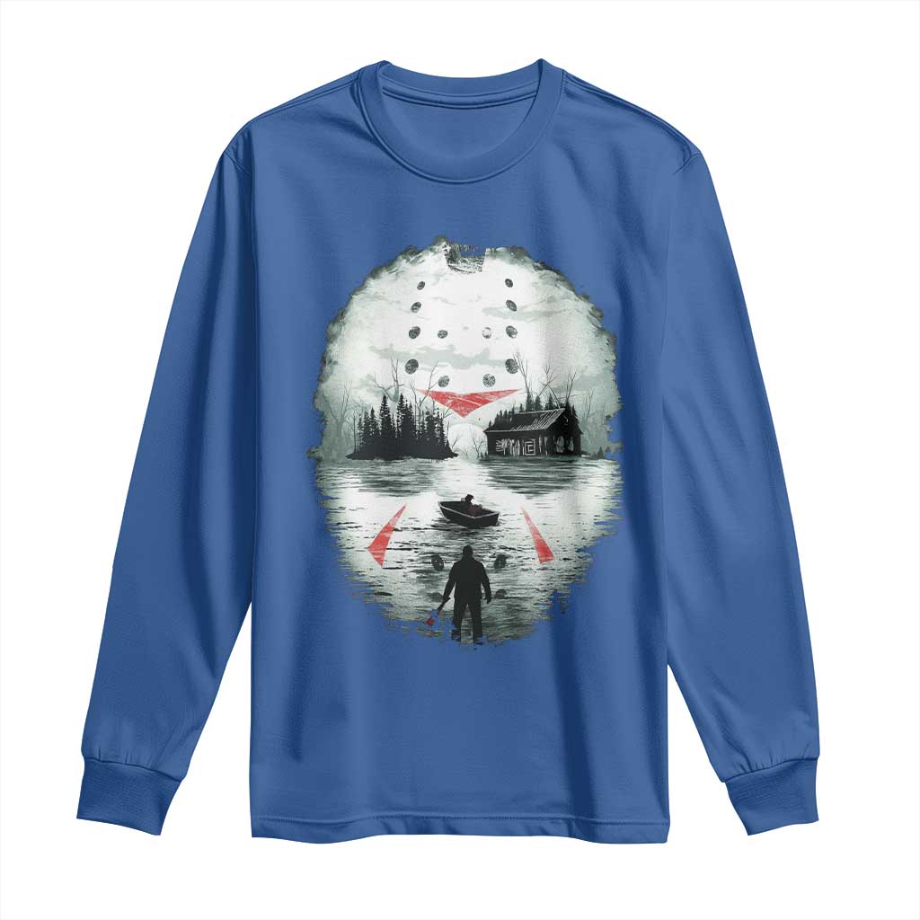 Halloween Jason Hockey Mask Friday 13th Slasher Long Sleeve Shirt - Wonder Print Shop