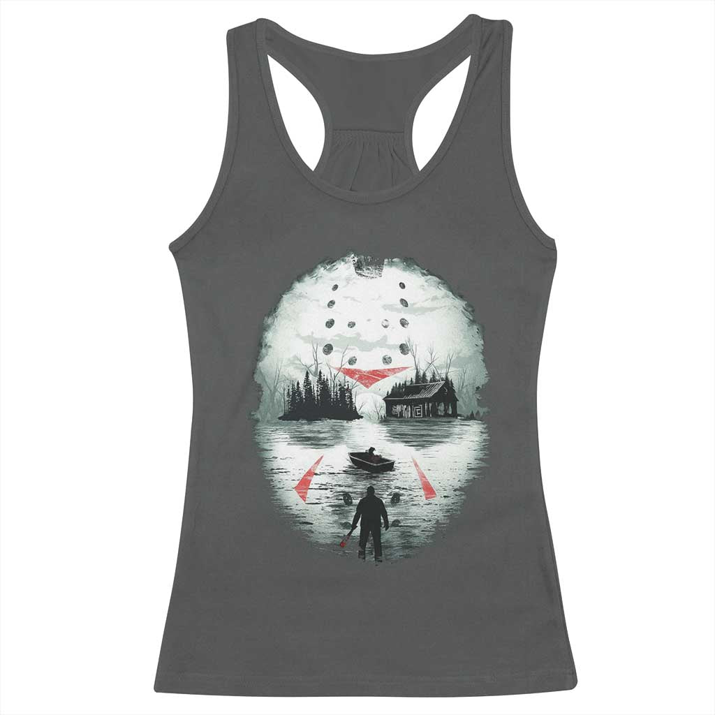 Halloween Jason Hockey Mask Friday 13th Slasher Racerback Tank Top - Wonder Print Shop