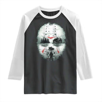 Halloween Jason Hockey Mask Friday 13th Slasher Raglan Shirt - Wonder Print Shop