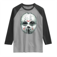 Halloween Jason Hockey Mask Friday 13th Slasher Raglan Shirt - Wonder Print Shop