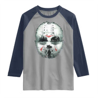Halloween Jason Hockey Mask Friday 13th Slasher Raglan Shirt - Wonder Print Shop