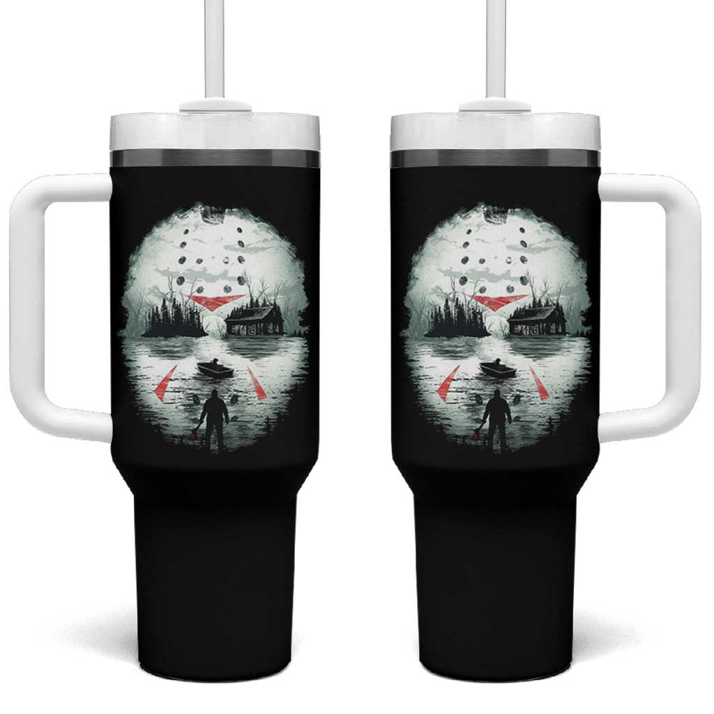 Halloween Jason Hockey Mask Friday 13th Slasher Tumbler With Handle - Wonder Print Shop
