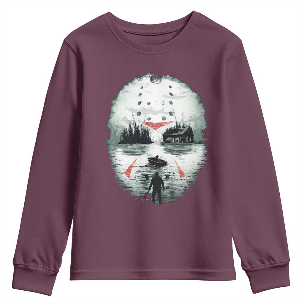 Halloween Jason Hockey Mask Friday 13th Slasher Youth Sweatshirt - Wonder Print Shop