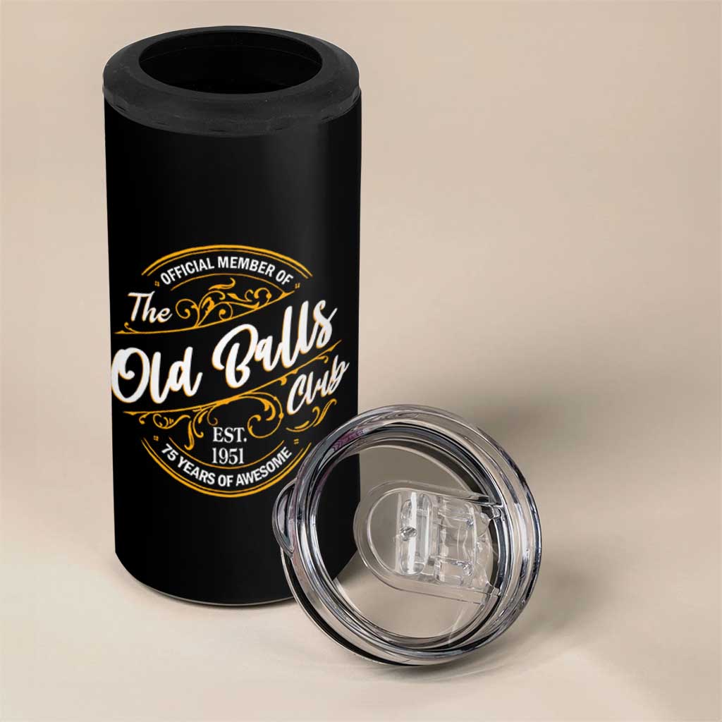 75th Birthday Est 1951 4 in 1 Can Cooler Tumbler Official Member Of The Old Ball Clubs