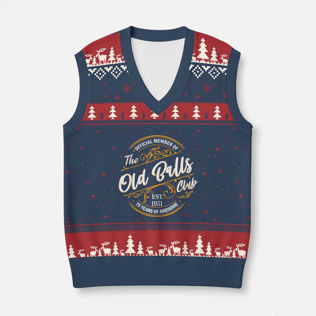75th Birthday Est 1951 V-Neck Knit Sweater Vest Official Member Of The Old Ball Clubs