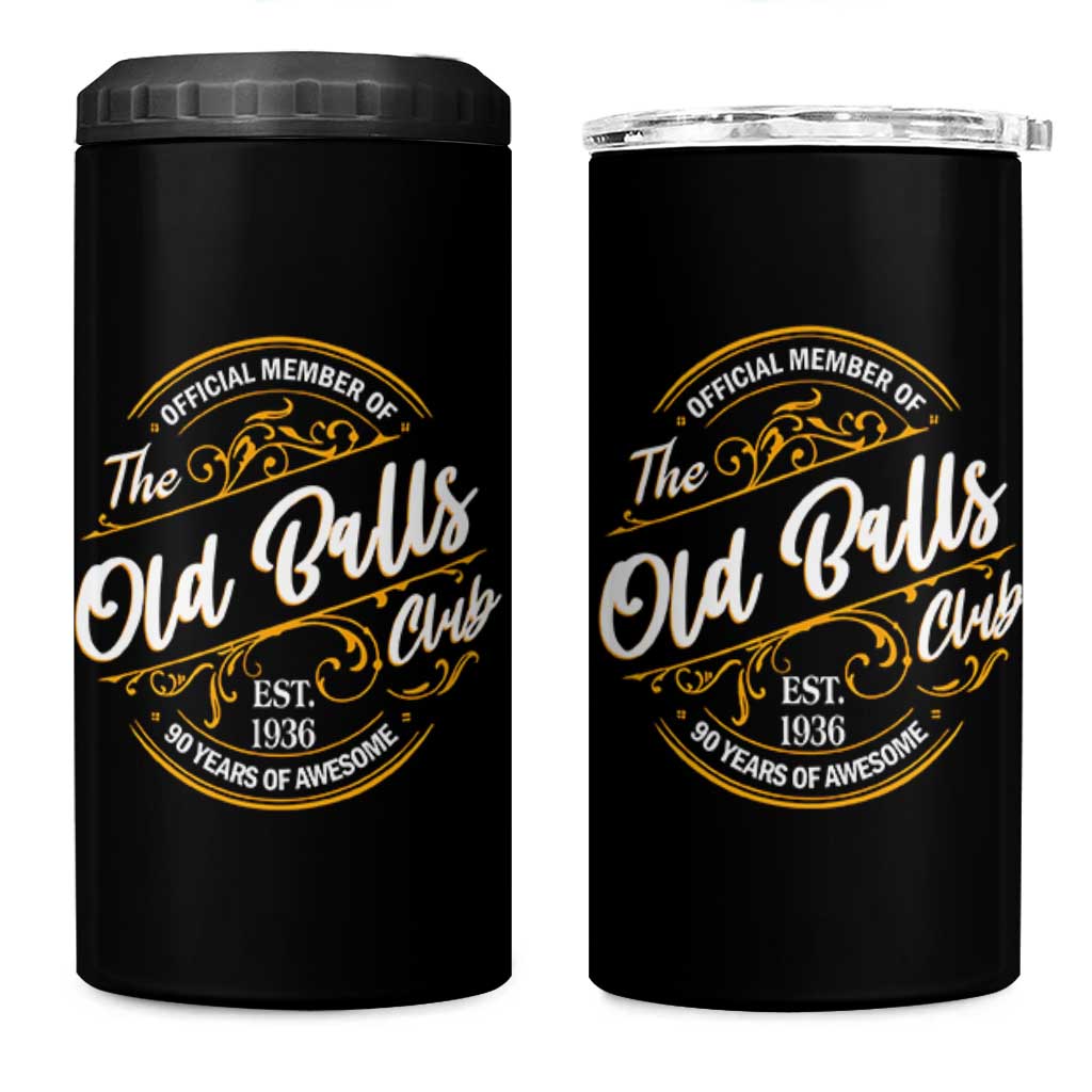 90th Birthday Est 1936 4 in 1 Can Cooler Tumbler Official Member Of The Old Ball Clubs