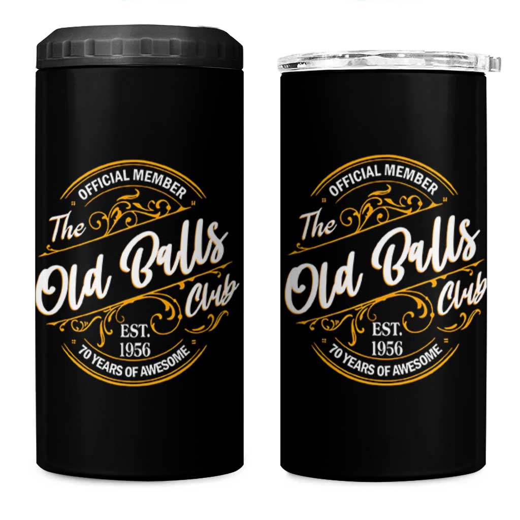 70th Birthday Est 1956 4 in 1 Can Cooler Tumbler Official Member Of The Old Ball Clubs
