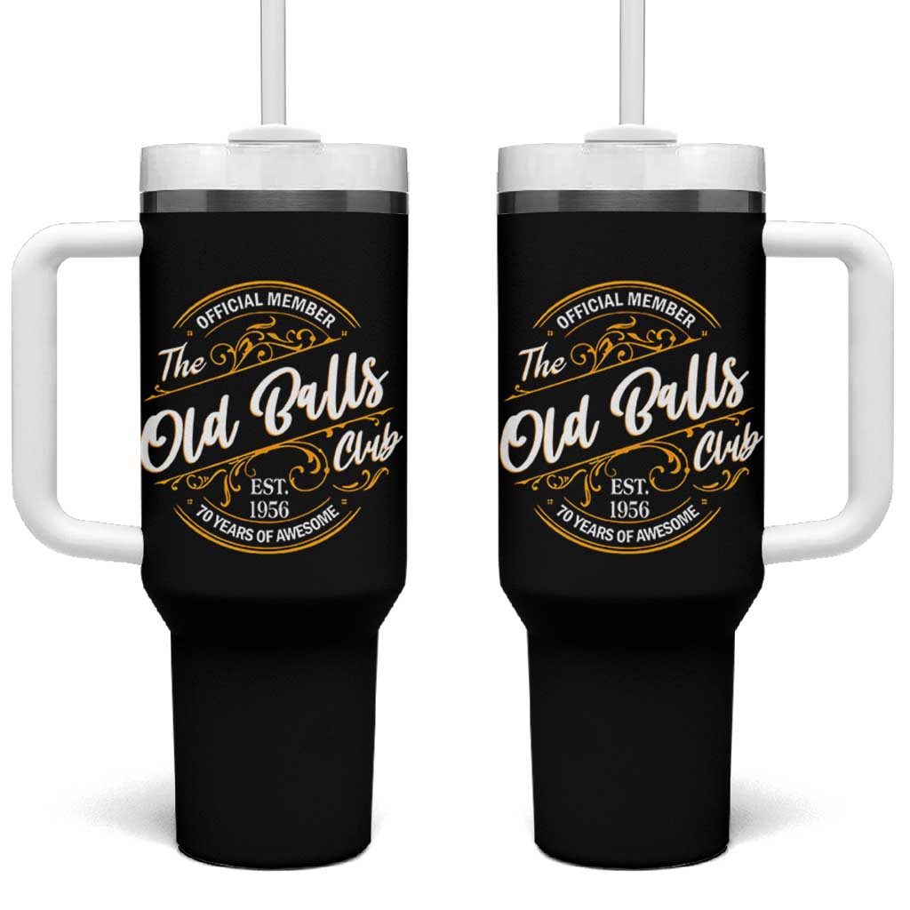 70th Birthday Est 1956 Tumbler With Handle Official Member Of The Old Ball Clubs