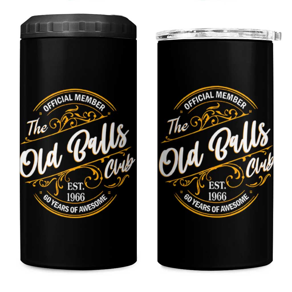 60th Birthday Est 1966 4 in 1 Can Cooler Tumbler Official Member Of The Old Ball Clubs