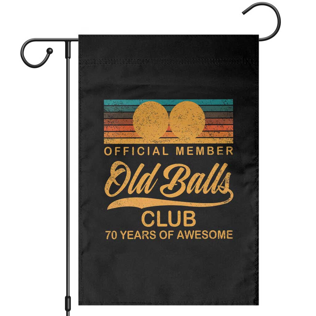 Funny 70th Birthday Garden Flag Official Member Of The Old Ball Clubs Retro Sunset - Wonder Print Shop