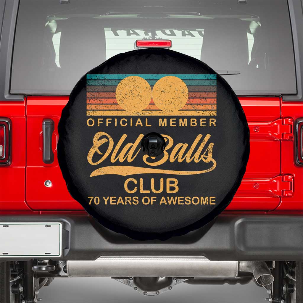 Funny 70th Birthday Spare Tire Cover Official Member Of The Old Ball Clubs Retro Sunset - Wonder Print Shop