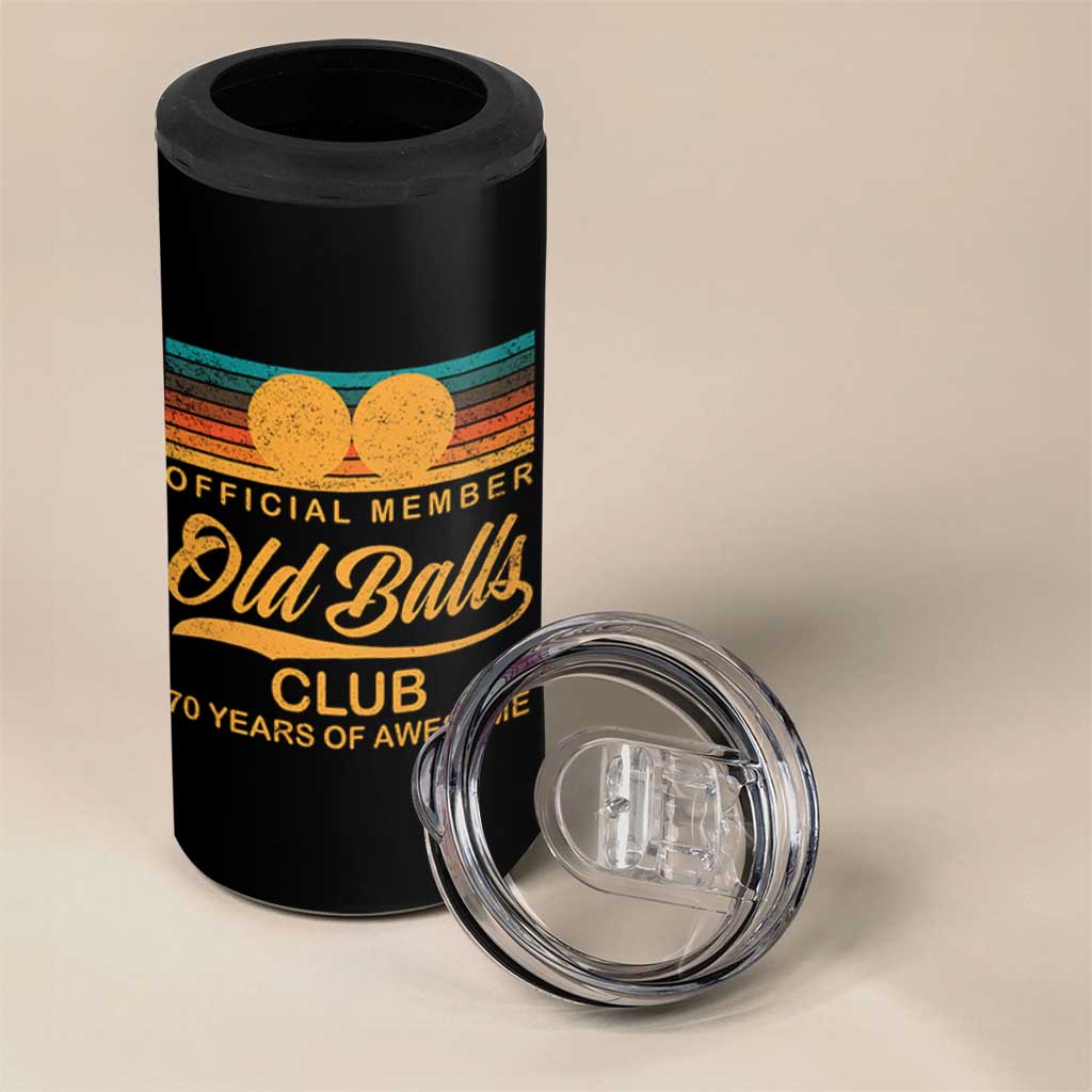 Funny 70th Birthday 4 in 1 Can Cooler Tumbler Official Member Of The Old Ball Clubs Retro Sunset - Wonder Print Shop