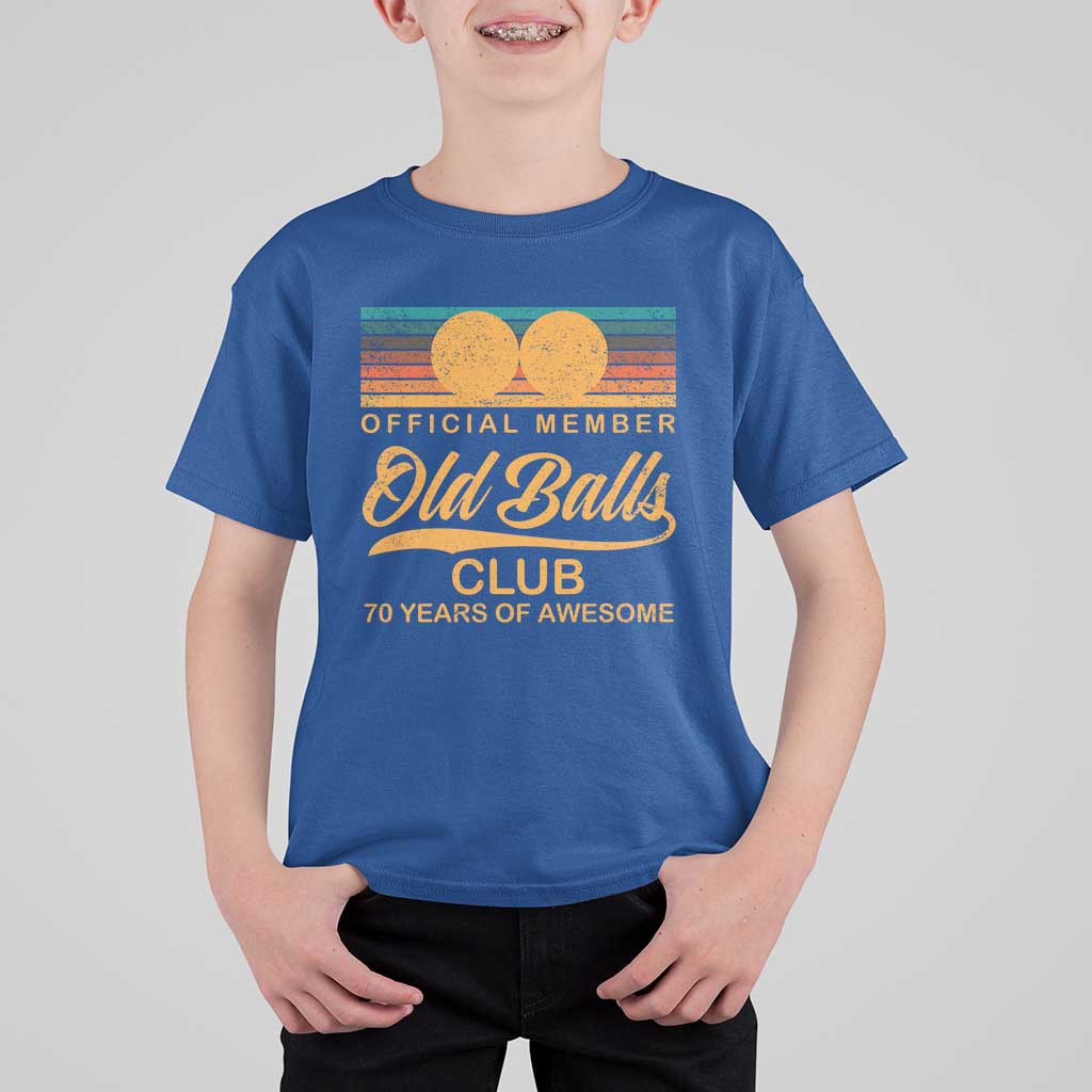 Funny 70th Birthday T Shirt For Kid Official Member Of The Old Ball Clubs Retro Sunset - Wonder Print Shop